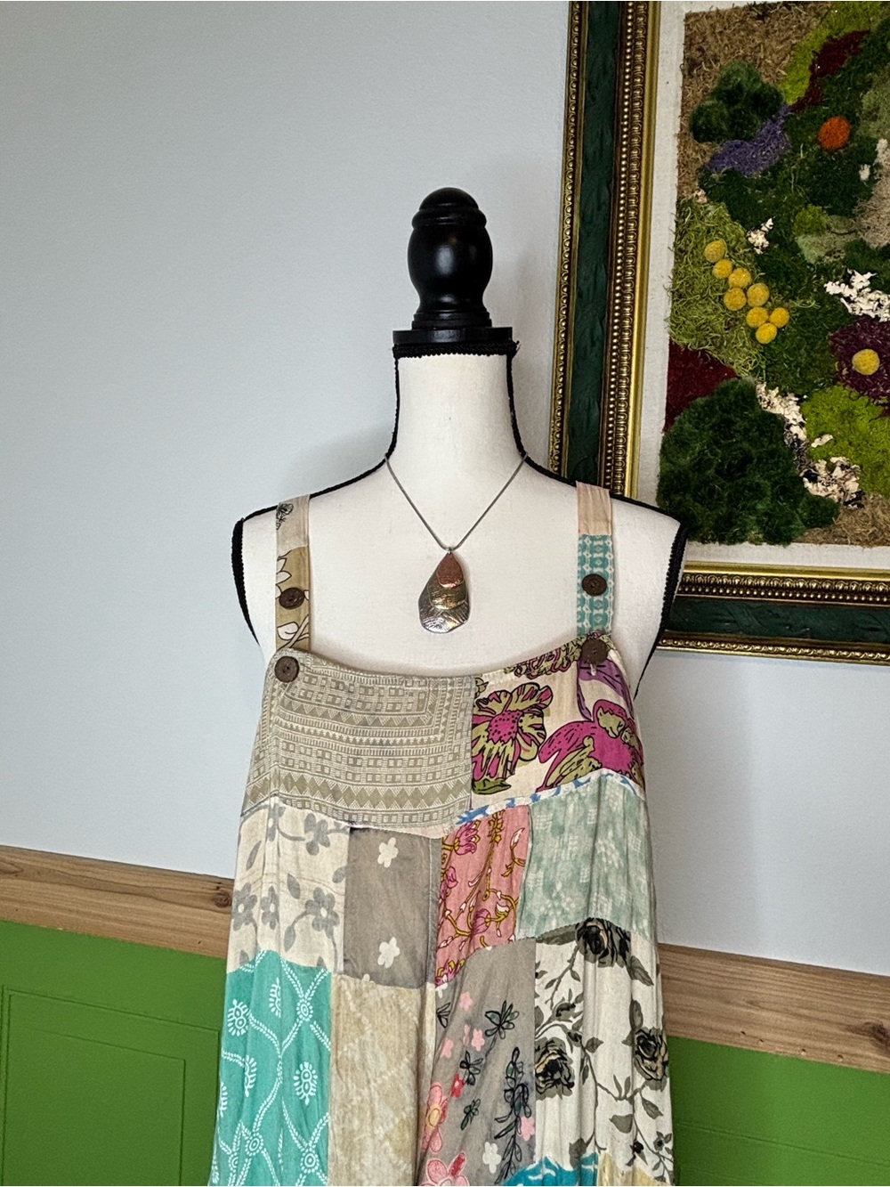 NWT Blue Sky Patchwork Multicolor Overalls - Picture 5 of 14